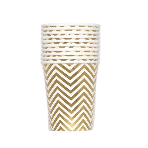 Vaso polipapel chevron y oro x 10u
