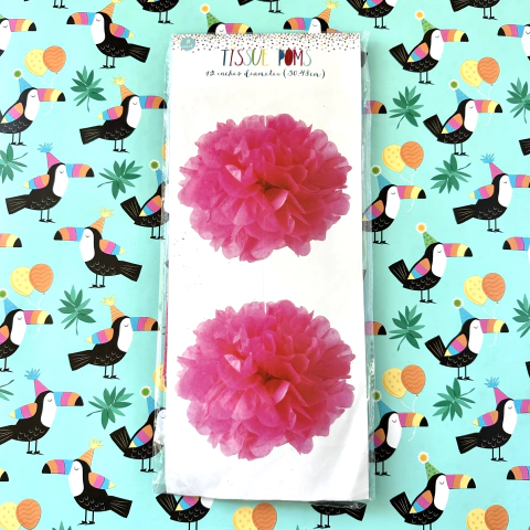 Pompones de papel para deco x 2