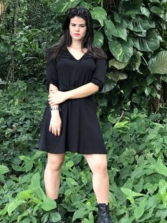 Vestido preto manga 3/4 - comprar online
