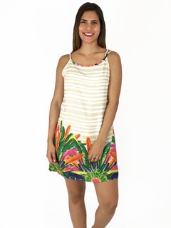 Vestido alça estampa tropical