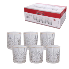 520412 COPO DE VIDRO HAUSKRAFT BAIXO CLARICE/B DOURADA 350ML C/6PCS CPBX071/GD - Salatigás