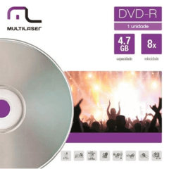 Midia DVD-R Velocidade 08X Unitario Em Envelope Multilaser D