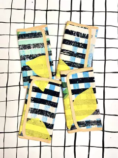 Cartuchera Necesaire TRIPTICO azul / negra / ama - comprar online