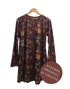 Vestido EVASE lanilla flores bordo chicas