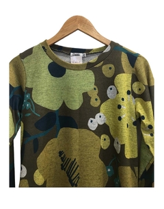 Vestido EVASE lanilla flores verdes grandes - comprar online