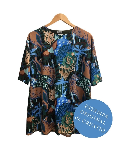 Remera FULL PRINT tigre azul