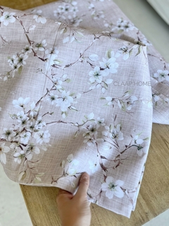 Mantel antimanchas flor cerezo beige~