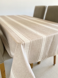Mantel antimanchas rayas beige ~