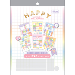 Bloco de Adesivos Decorado para Planner 12 folhas Happy Tilibra