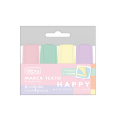 Marca Texto Mini Happy Pastel c/04 cores Tilibra