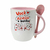 Caneca de cerâmica colorida abaulada com colher 325ml - Dia dos Namorados - NZ Design