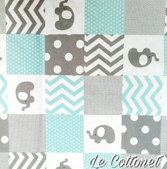 Tela catálogo Elefantes Patch Aqua