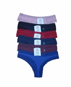 Kit 6 Calcinhas Fio dental Renda Microfibra be.my - Tenda das Cuecas - Meias e Pijamas