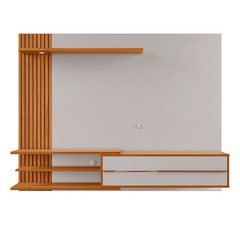 Painel Ripado Lateral, Porta Com Pistão a Gás, Espaço Para Eletrônicos, Puxador Curvo Em Alumínio - EletromoveisClauro