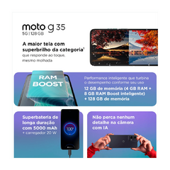Imagem do Smartphone Motorola G35 5G 128GB XT2433 - Tela 6,7" FHD+, Câmera Traseira Dupla 50MP + 8MP