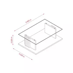 Mesa de Centro Retangular com Tampo de Vidro Frizz Calacata/Offwhite - EletromoveisClauro