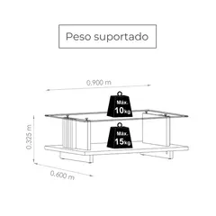 Mesa de Centro Retangular com Tampo de Vidro Frizz Calacata/Offwhite