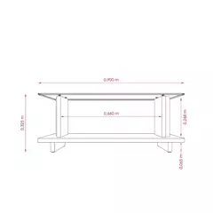 Imagem do Mesa de Centro Retangular com Tampo de Vidro Frizz Calacata/Offwhite