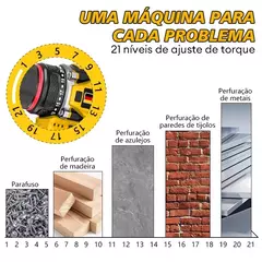 700W Furadeira Parafusadeira 18v 2 Baterias Furadeira De Impacto Elétrica Martelete Rompedor Com Acessórios na internet