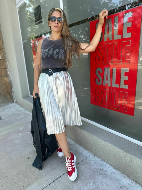 Pollera Plisada Silver