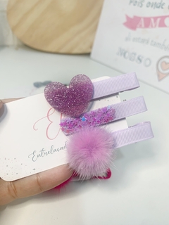 Hair clips coração glitter - loja online