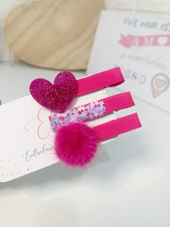 Hair clips coração glitter - comprar online