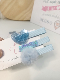 Hair clips coração glitter na internet