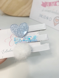 Hair clips coração glitter - Entrelaçados Laços