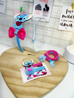 Kit Stitch ( trio pulseira -trio hair clips - tiara )