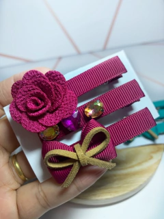 Trio Hair Clips Camurça - Entrelaçados Laços