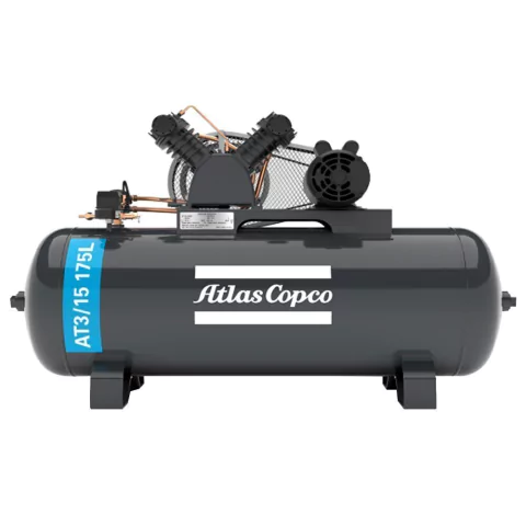 Compressor de Ar Premium Atlas Copco - AT3/15 - 3 HP - Pressão 140 psi -175 litros - 15 Pés - IP 21 - Motor Aberto