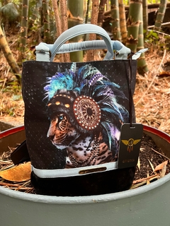 BOLSO LEOPARDO PENACHOS AZUL - ALMAMOR