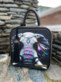 BOLSO CUADRADO NEGRO ELEFANTE GITANA