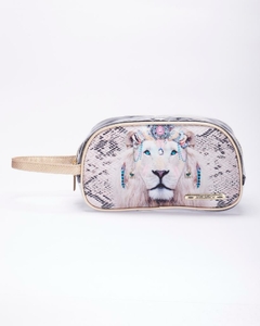 COSMETIQUERA TRANSPARENTE LEON DORADO - ALMAMOR