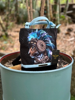 BOLSO LEOPARDO PENACHOS AZUL