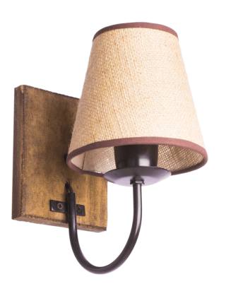 APLIQUE DE 1 LUZ DE MADERA con pantalla de tela