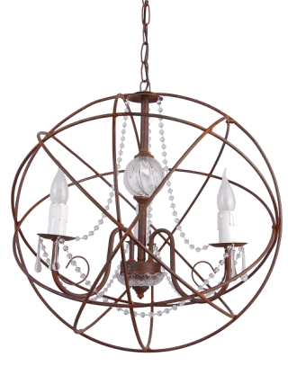 COLGANTE ESFERA, NUCLEO Y ARAÑA 3 L. ADENTRO CON VELAS, CAIRELES Y PERLAS