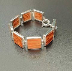 Pulseira em prata de lei e madeiras