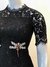 Vestido curto de renda preto Dolce & Gabbana Inspired Bordado Libélulas - comprar online