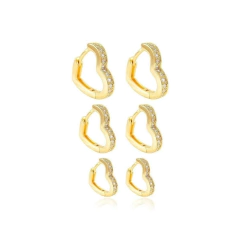 Trio de Argolinhas Coração - loja online