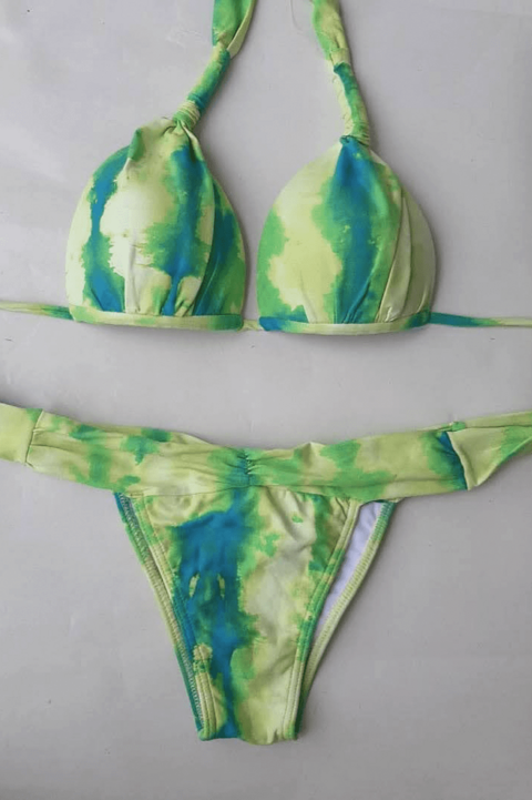 Calcinha Alta de Amarrar Franzida Estampada