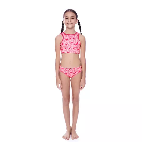 Biquini Infantil Cropped Speedo Little Hearts Rosa