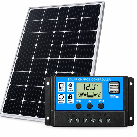 Kit Solar Panel 100w + Regulador De Carga 10A 12 V