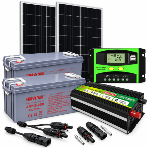 Kit Solar Con Inversor 3000 W + Panel + Baterias 180 Ah X 2