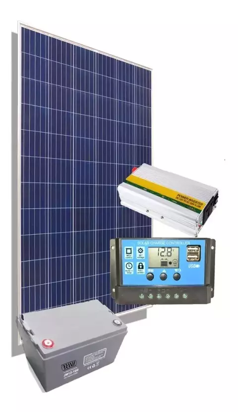 Kit Solar Con Inversor De 1000 W 220 V + Bateria De 65 Ah - comprar online