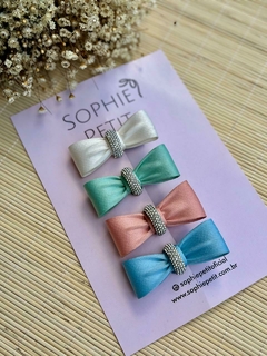 Sophielovers 4 Laços Crepe Maelle P-8Cm Off, Verde, Salmon, Azul Bico de Pato na internet