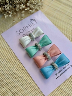 Sophielovers 4 Laços Crepe Maelle P-8Cm Off, Verde, Salmon, Azul Bico de Pato - Sophie Petit