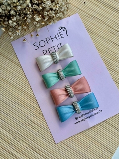 Sophielovers 4 Laços Crepe Maelle P-8Cm Off, Verde, Salmon, Azul Bico de Pato - comprar online
