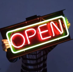 CARTEL OPEN NEON DE VIDRIO en internet