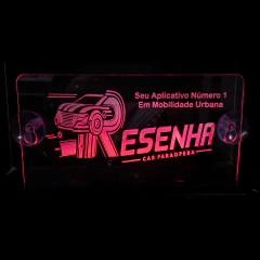 Placa LED Automotiva 20x10cm Personalizada - com Ventosa e Cabo USB – Ideal para Motoristas de APP - Led's Marchi